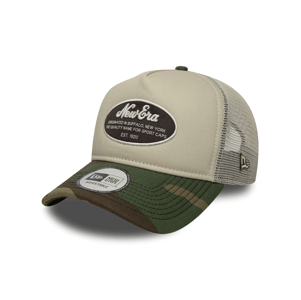 NEW ERA 9FORTY E-FRAME OVAL PATCH CAMO CREAM TRUCKER