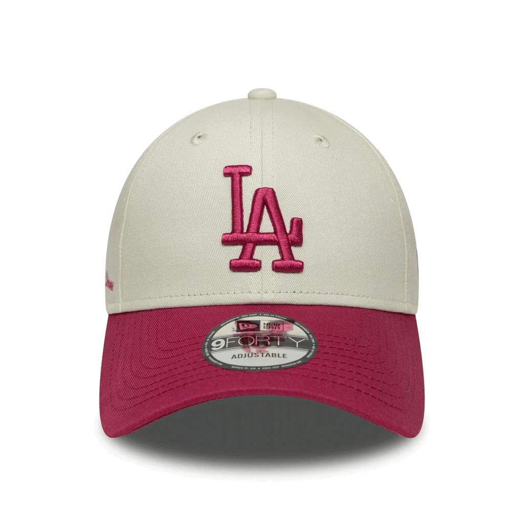 NEW ERA 9FORTY LOS ANGELES DODGERS SIDE SCRIPT IVORY AND CHERRY