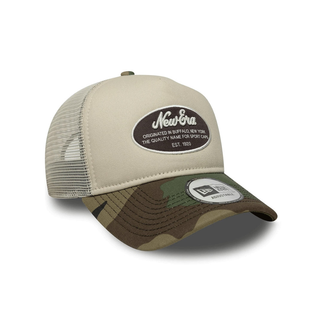 NEW ERA 9FORTY E-FRAME OVAL PATCH CAMO CREAM TRUCKER