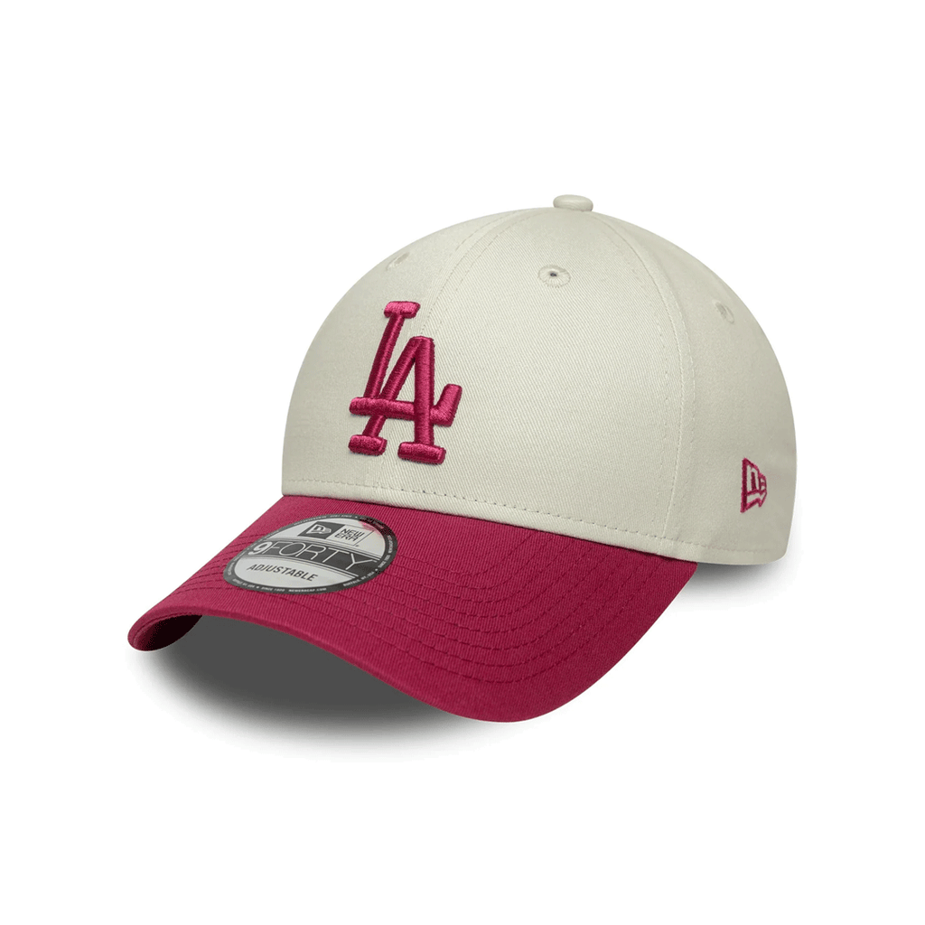 NEW ERA 9FORTY LOS ANGELES DODGERS SIDE SCRIPT IVORY AND CHERRY