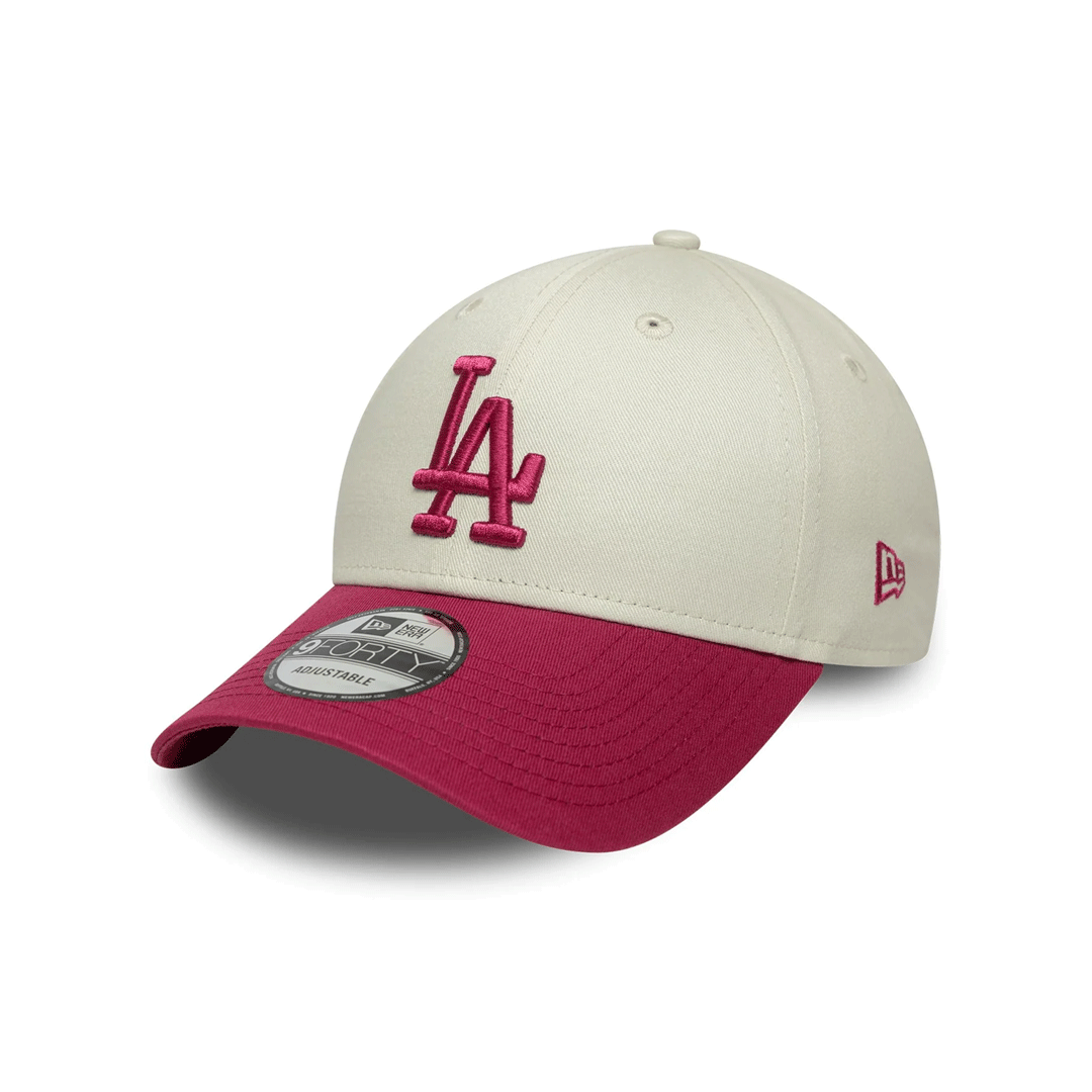 NEW ERA 9FORTY LOS ANGELES DODGERS SIDE SCRIPT IVORY AND CHERRY
