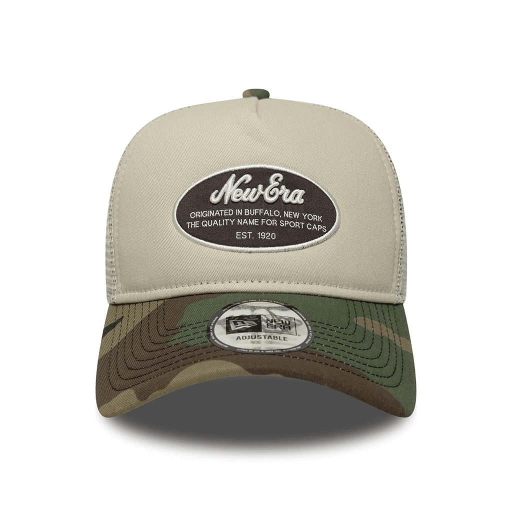 NEW ERA 9FORTY E-FRAME OVAL PATCH CAMO CREAM TRUCKER