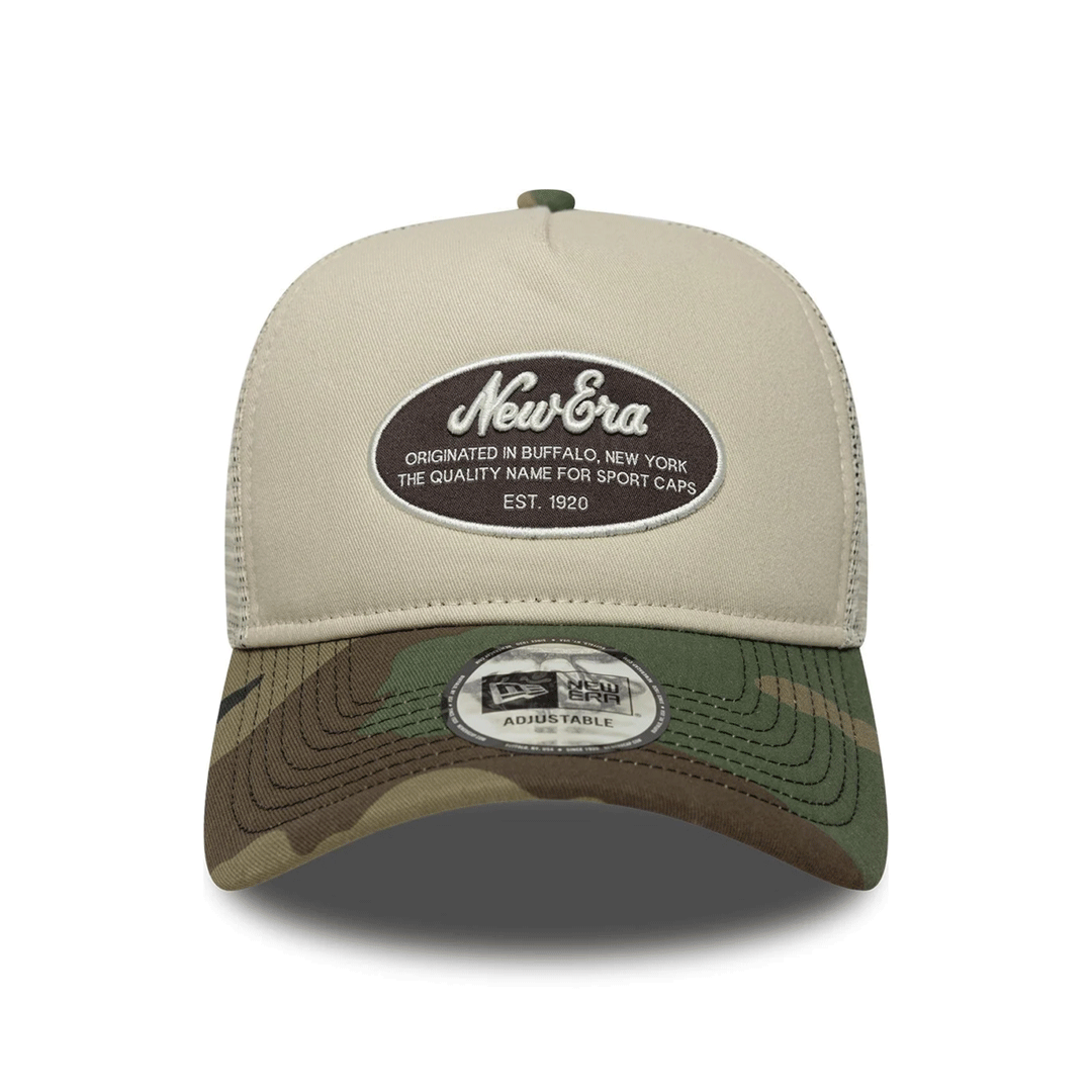 NEW ERA 9FORTY E-FRAME OVAL PATCH CAMO CREAM TRUCKER