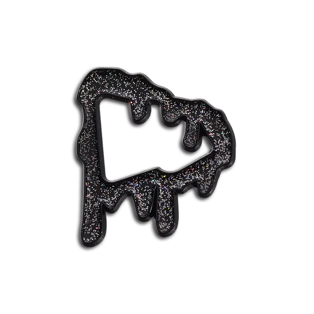 BLACK GLITTER DRIP PIN