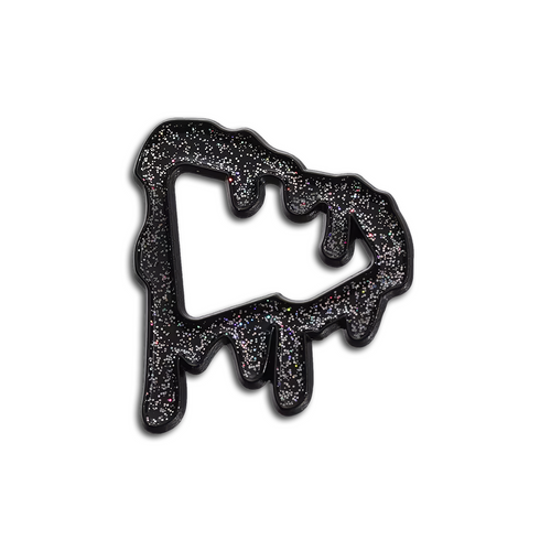 BLACK GLITTER DRIP PIN