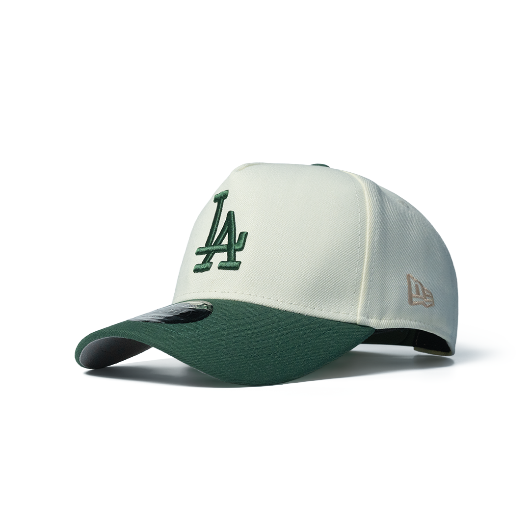 NEW ERA 9FORTY A-FRAME LOS ANGELES DODGERS 2024 WORLD SERIES CHAMPIONS CREAM/GREEN TWO TONE