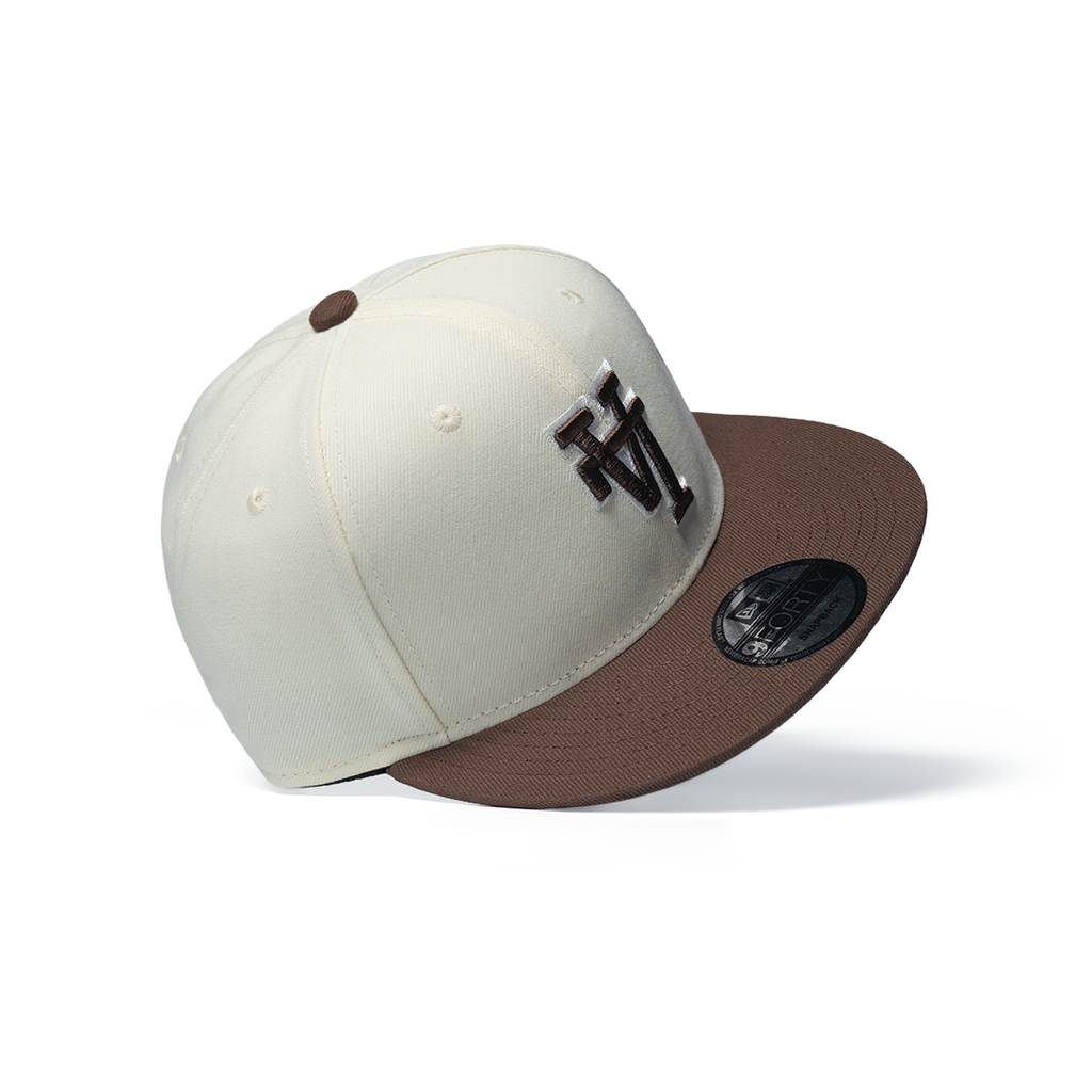 NEW ERA 9FIFTY LOS ANGELES DODGERS UPSIDE DOWN WALNUT VISOR CHROME WHITE
