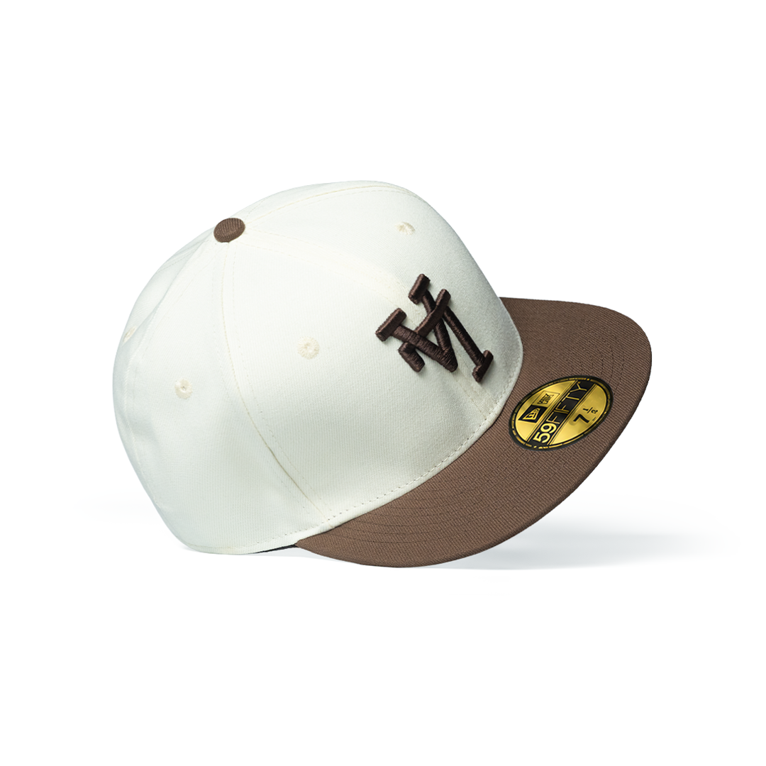 NEW ERA 59FIFTY LOS ANGELES DODGERS UPSIDE DOWN WALNUT VISOR CHROME WHITE
