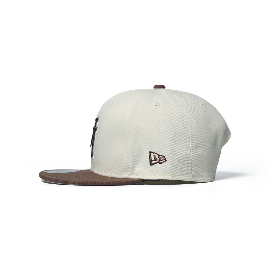 NEW ERA 9FIFTY LOS ANGELES DODGERS UPSIDE DOWN WALNUT VISOR CHROME WHITE