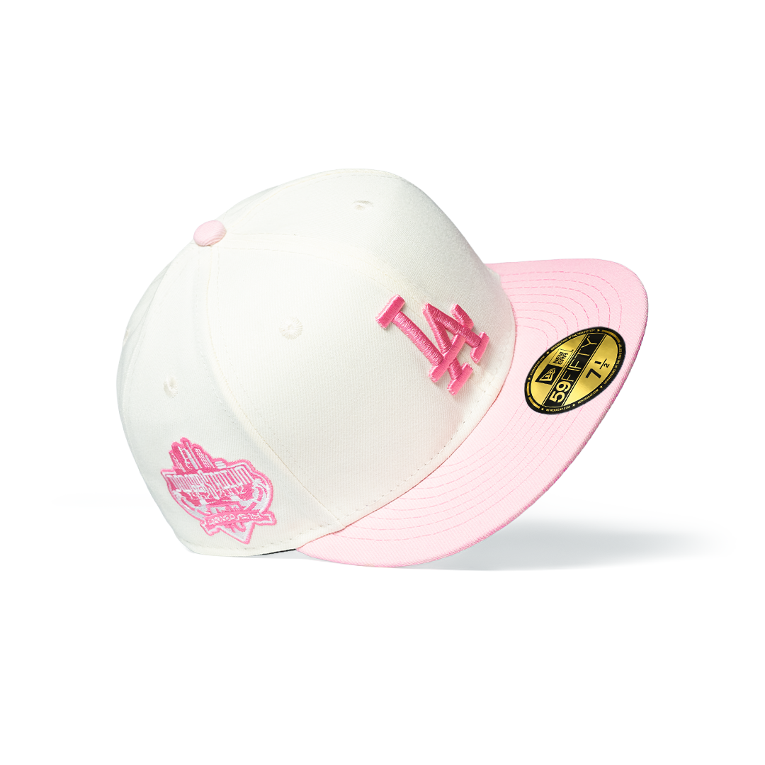 NEW ERA 59FIFTY LOS ANGELES DODGERS WORLD SERIES CHAMPIONS CHROME WHITE/PINK TWO-TONE