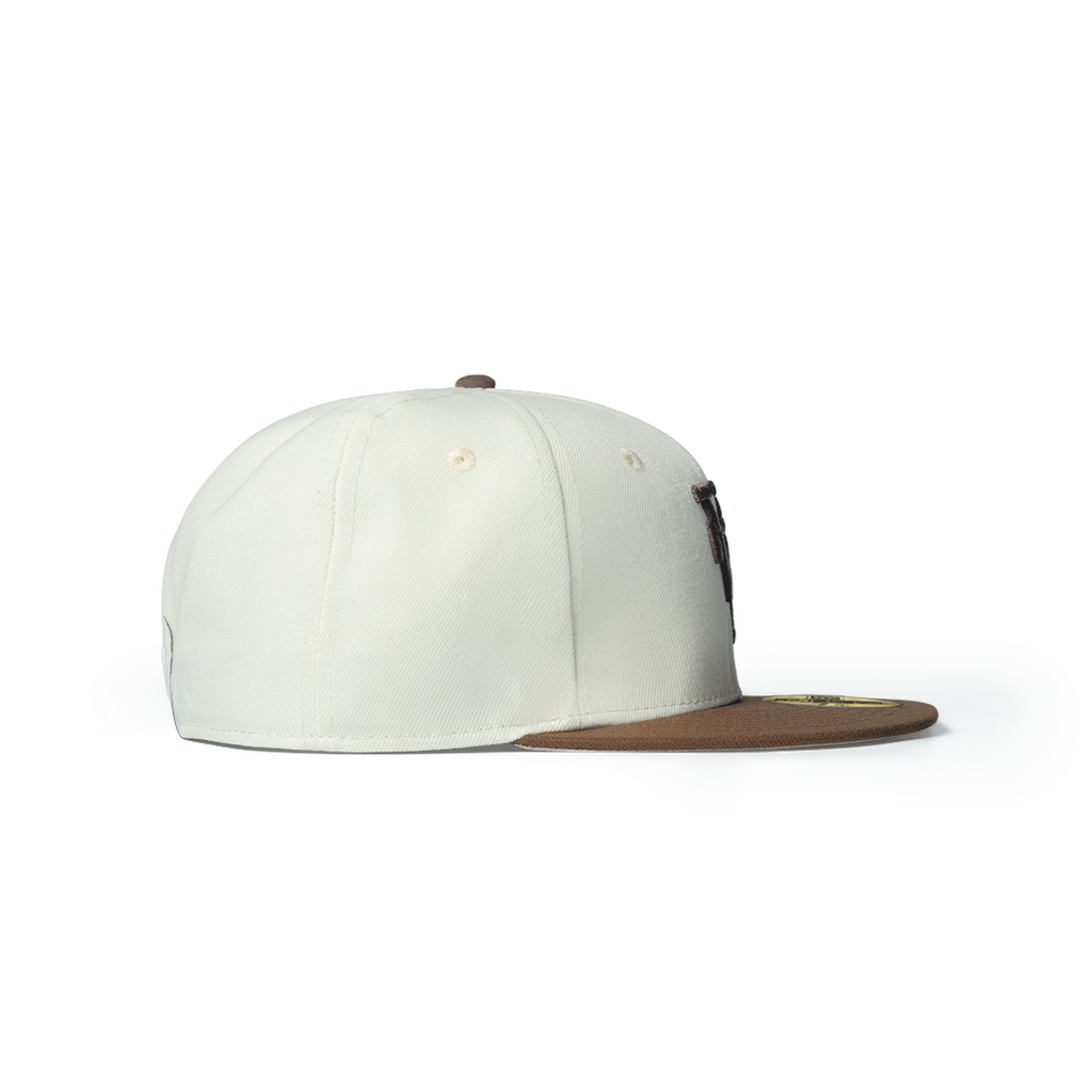 NEW ERA 59FIFTY LOS ANGELES DODGERS UPSIDE DOWN WALNUT VISOR CHROME WHITE