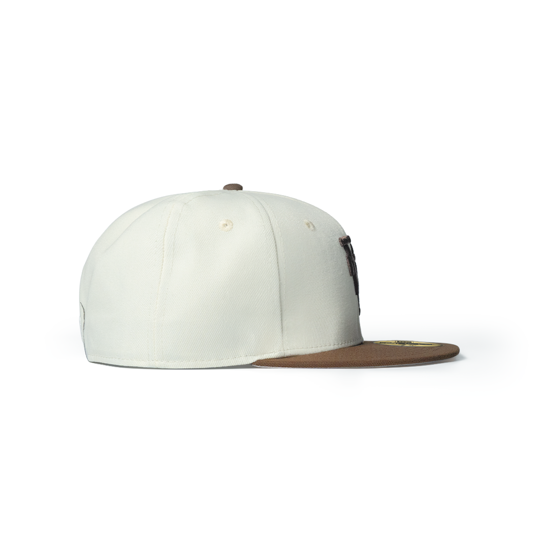 NEW ERA 59FIFTY LOS ANGELES DODGERS UPSIDE DOWN WALNUT VISOR CHROME WHITE