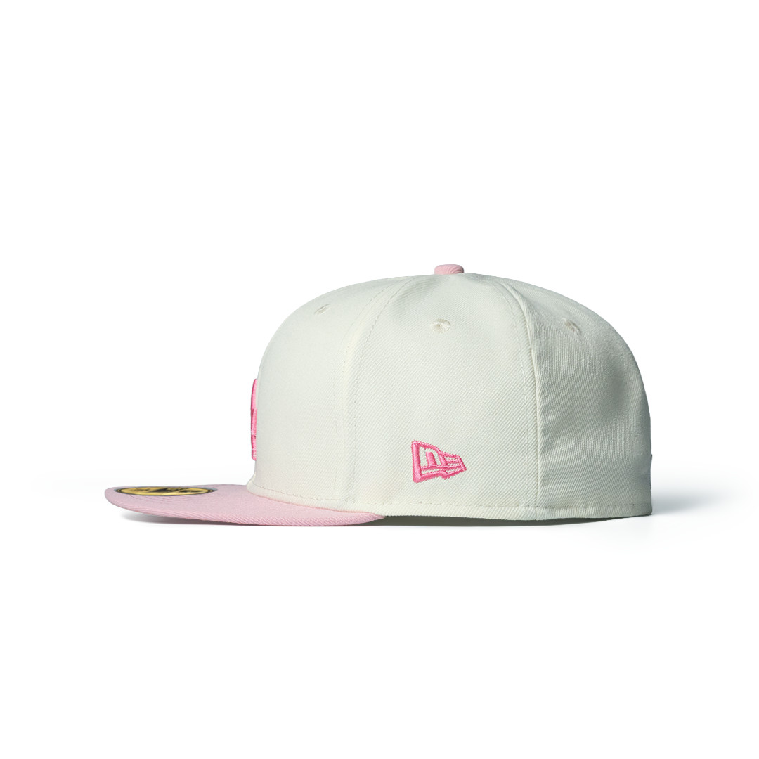 NEW ERA 59FIFTY LOS ANGELES DODGERS WORLD SERIES CHAMPIONS CHROME WHITE/PINK TWO-TONE