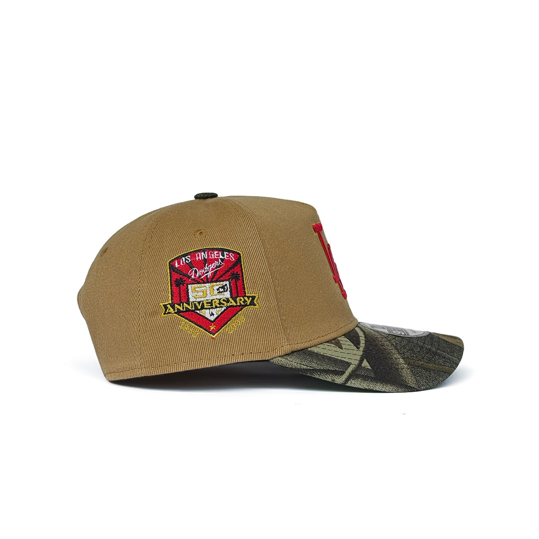 NEW ERA 9FORTY A-FRAME LOS ANGELES DODGERS 50TH ANNIVERSARY CAMEL REALTREE EDITION
