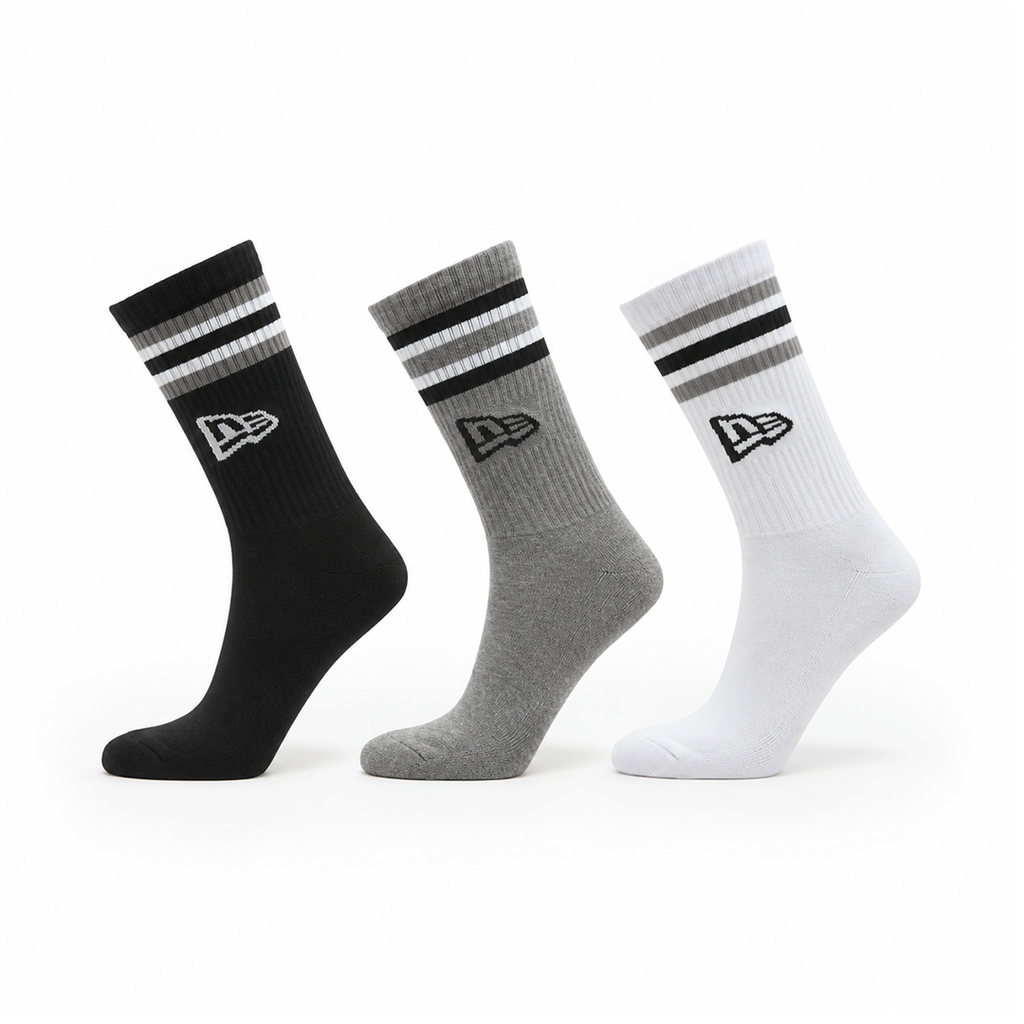 NEW ERA RETRO STRIPE 3 PACK CREW SOCKS
