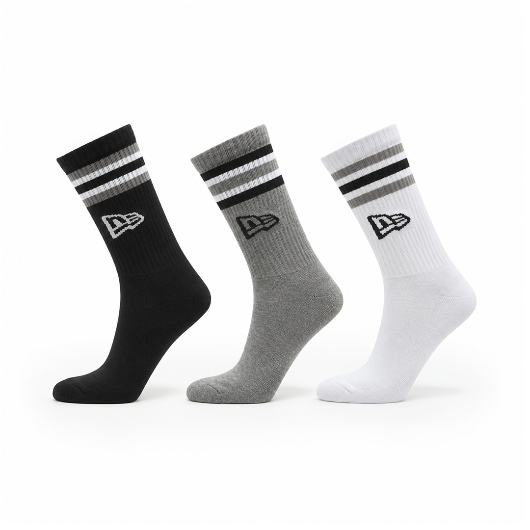 NEW ERA RETRO STRIPE 3 PACK CREW SOCKS