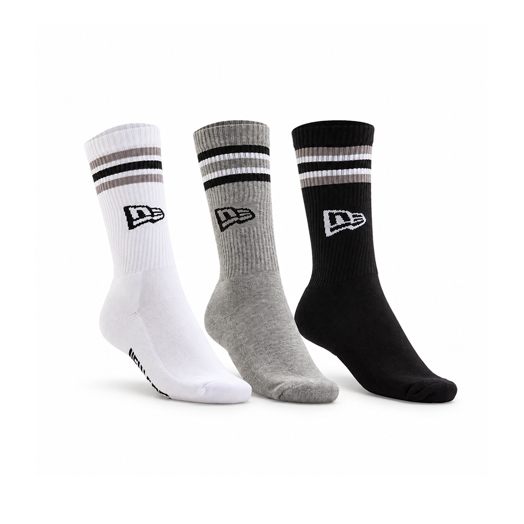 NEW ERA RETRO STRIPE 3 PACK CREW SOCKS