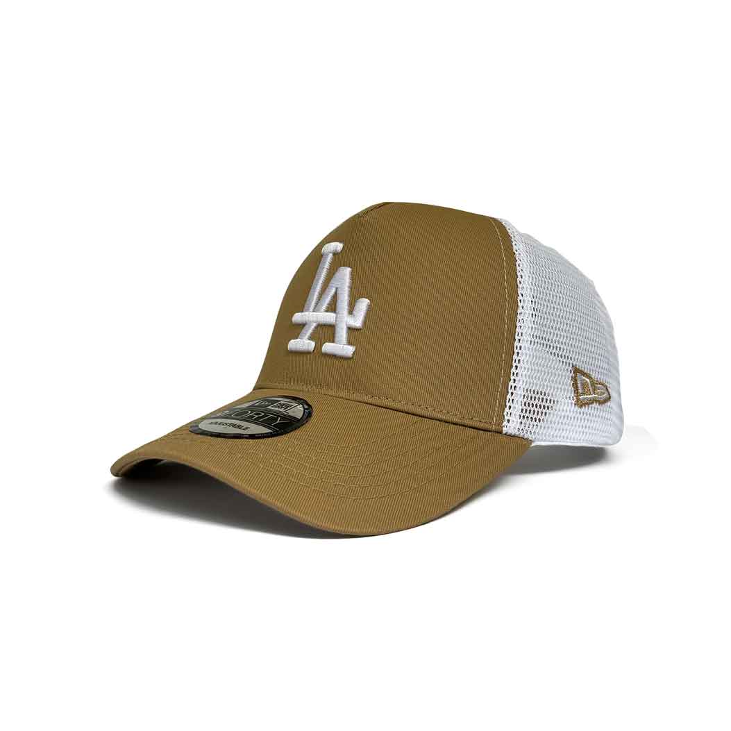 NEW ERA 9FORTY A-FRAME LOS ANGELES DODGERS LEAGUE ESSENTIAL BEIGE TRUCKER